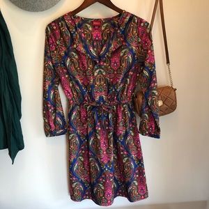 Paisley Cinch-Waist Work Dress